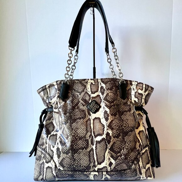 Simply Vera, Vera Wang Snakeskin Tan and Gray Print Tote, Excellent Condition! - Picture 1 of 14